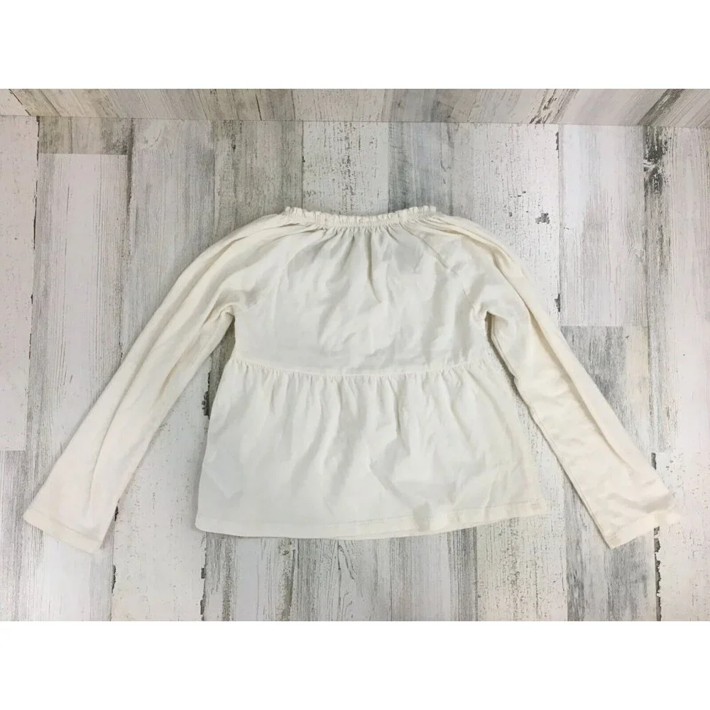 Gap Kids Sz S 6 7 Long Sleeve Smocked Shirt Cream